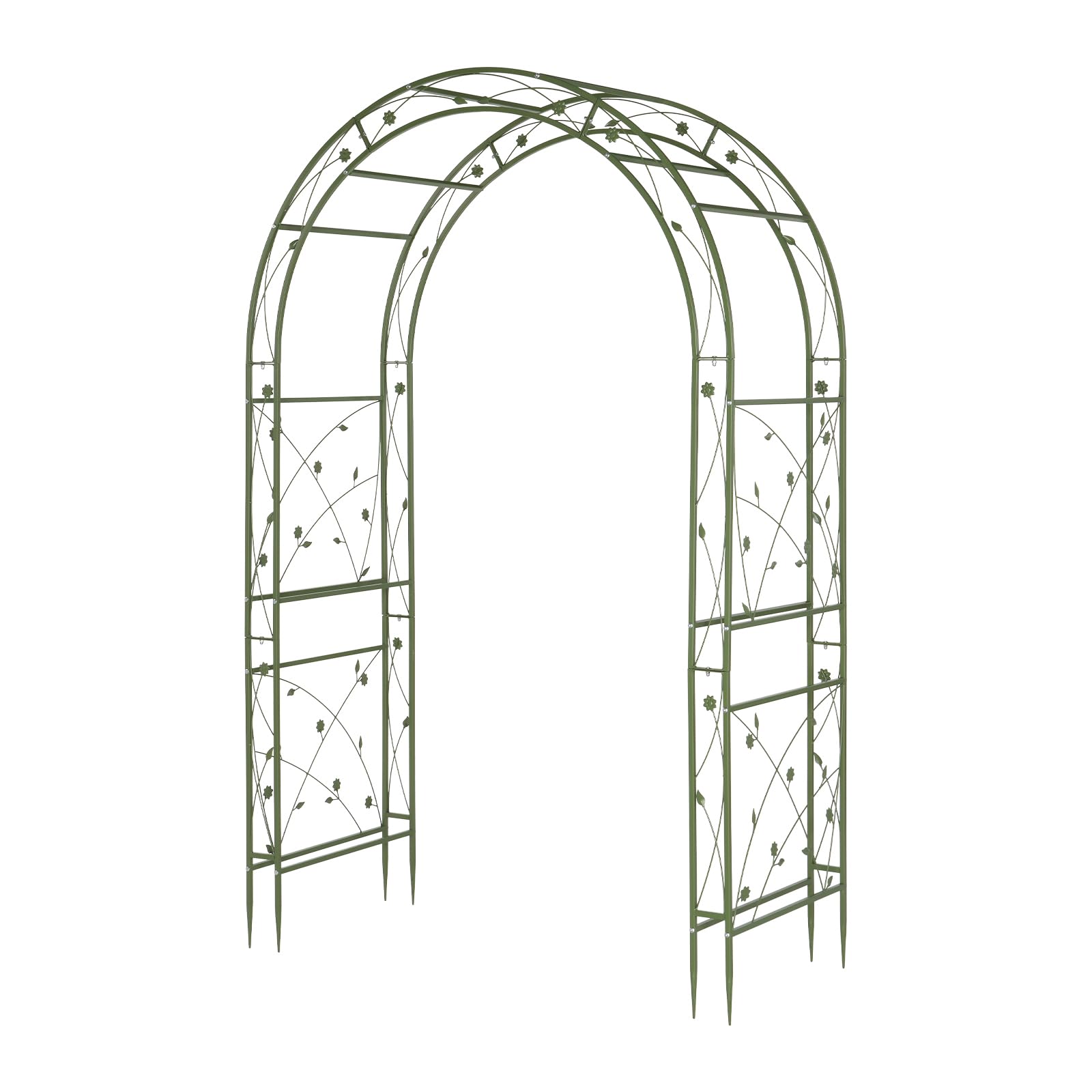 Bonnlo Arco de Jardín Metálico, Arco para Rosa, Estructura Resistente para Plantas Trepadoras, Decoración para Boda, Patio, Jardín y Exterior (Verde, 212x59x139 cm, Doble Marco)