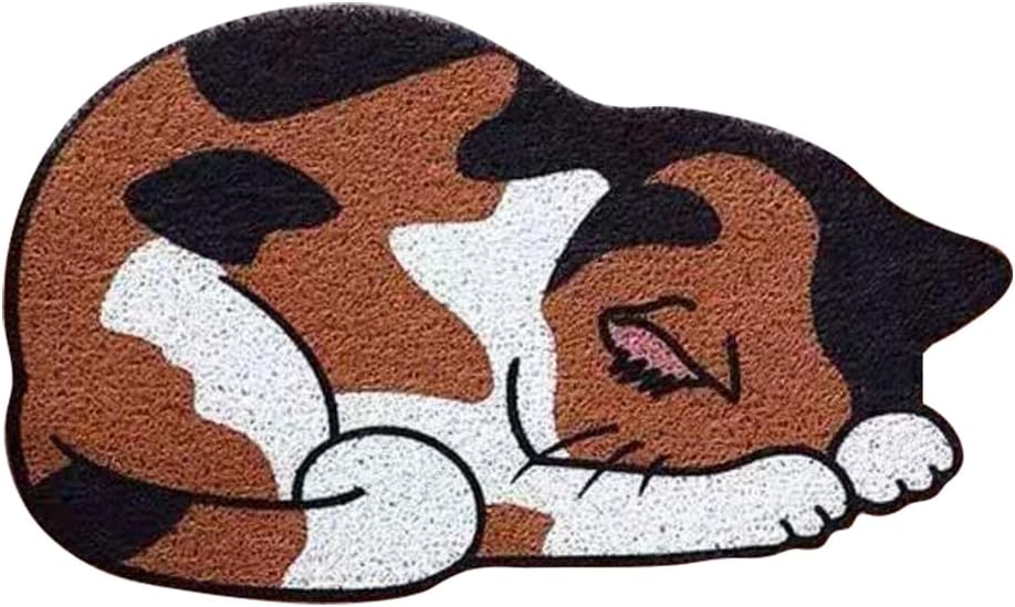Cute Cat Front Doormat, Cat Welcome Mat Indoor Outdoor Front Door Mat Funny Door Mat Anti-Slip Mats Rubber Backing, Durable & Washable (Spotted Cat)