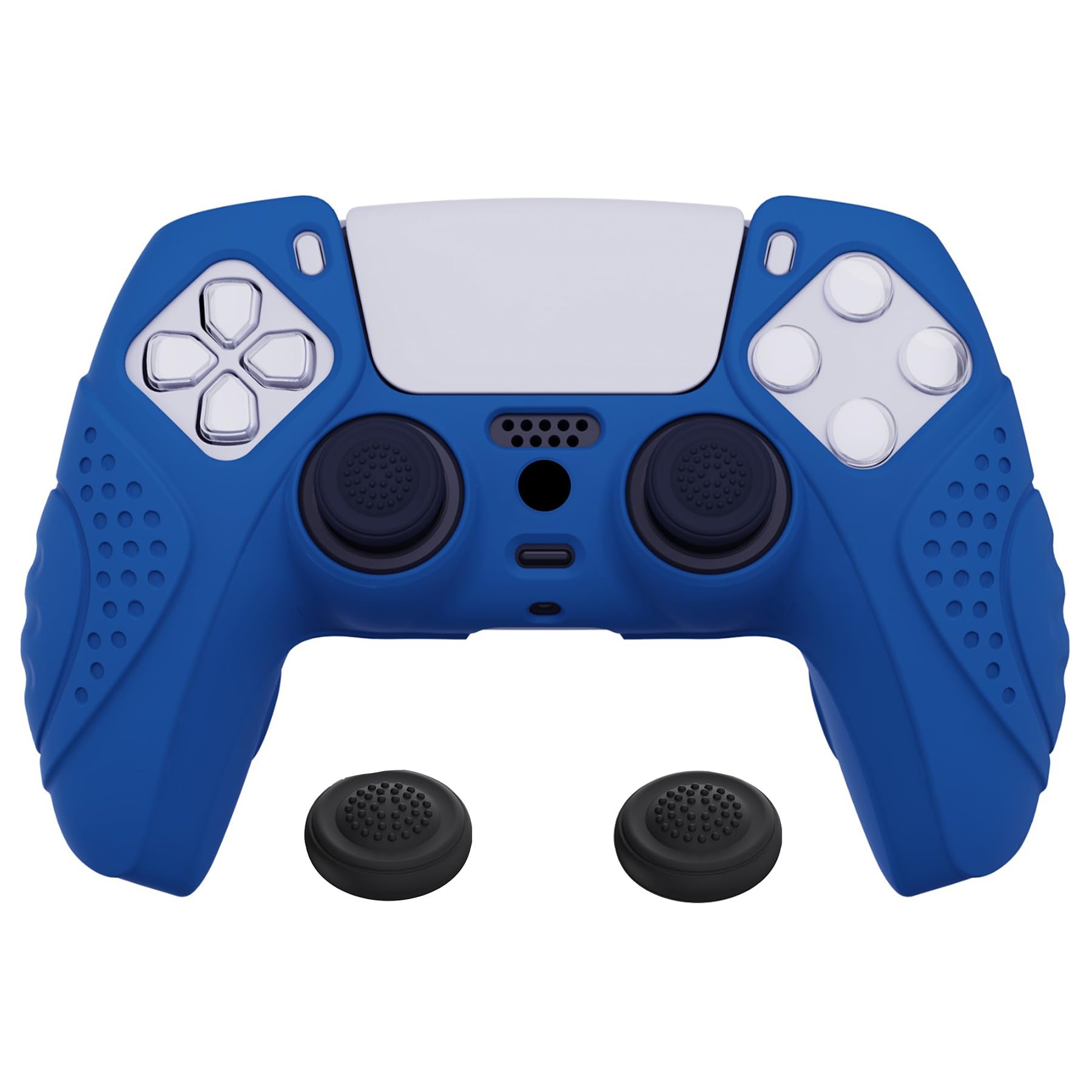 eXtremeRate PlayVital Guardian Edition Blue Ergonomic Soft Anti-Slip Controller Silicone Case Cover for ps5, Rubber Protector Skins with Black Joystick Caps for ps5 Controller