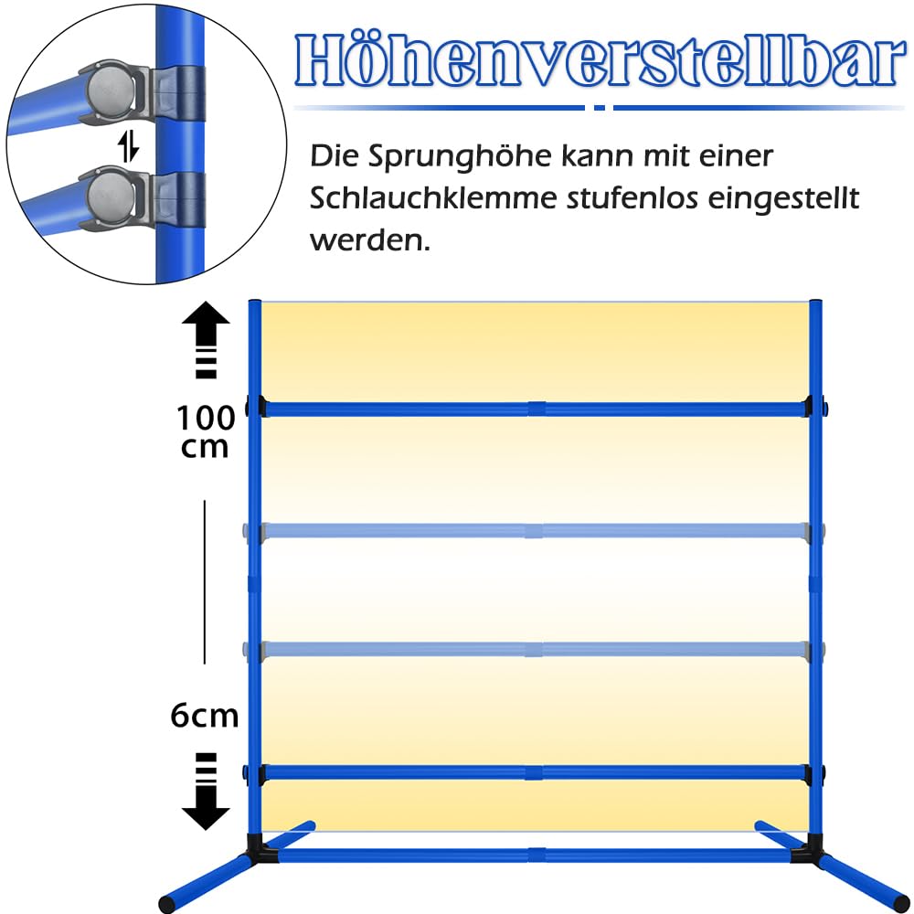 NAIZY 4-delige behendigheidshordenset PVC Slalom huisdier in hoogte verstelbaar trainingsstangen springstangenset voor honden katten conditionele training springkracht, beweeglijkheid - blauw NAIZY 4-delige behendigheidshordenset PVC Slalom huisdier in hoogte verstelbaar trainingsstangen springstangenset voor honden katten conditionele training springkracht, beweeglijkheid - blauw