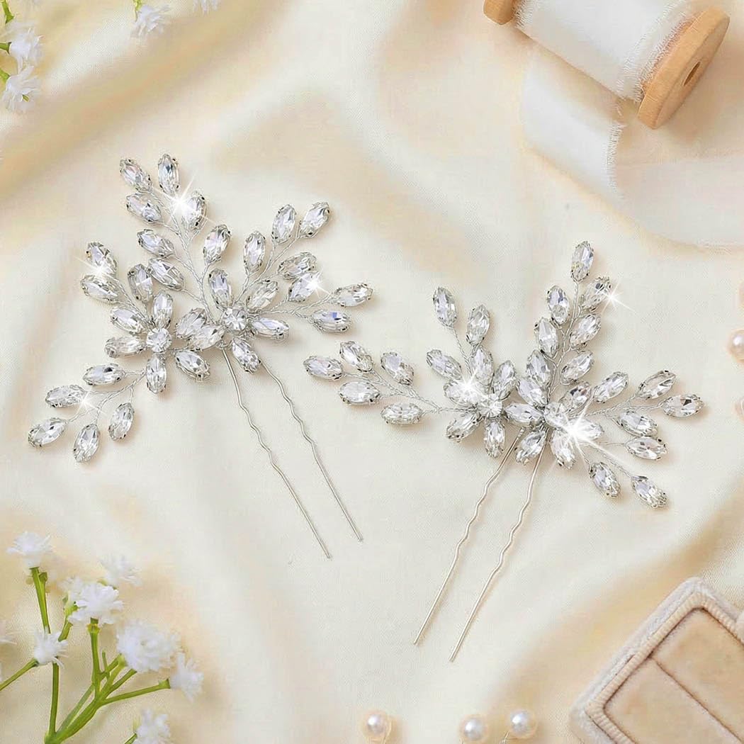 Amazon.com : Unicra Silver Hair Pins Rhinestone Wedding Hair