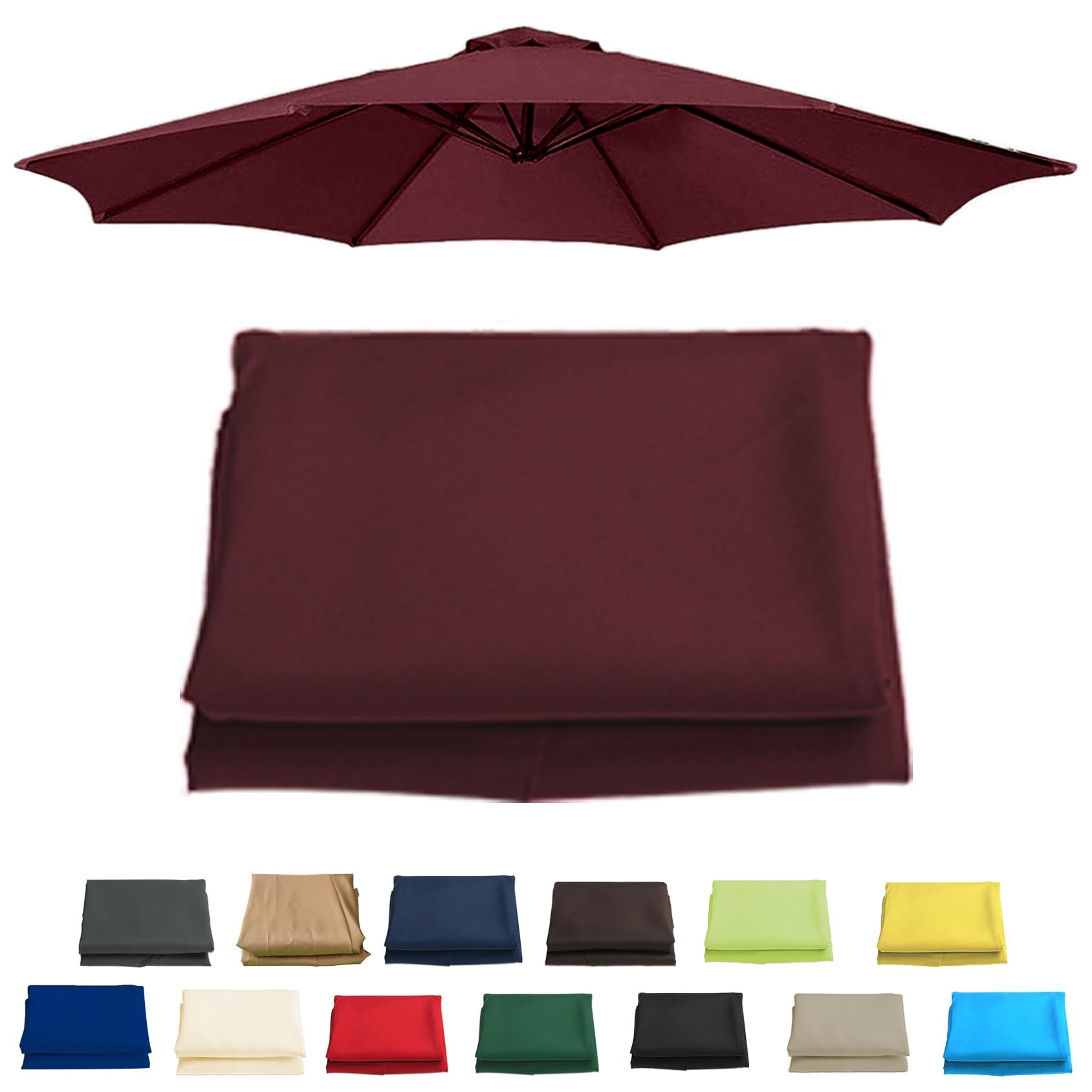 6 Arms 270cm Replacement Parasol Canopy Cover, Sun Umbrella Replacement Cloth For 6 Arms 200cm(6.5ft), 6 Arms 300cm(9.8ft), 8 Arms 270cm(8.8ft), 8 Arms 3.0m(9.8ft), Garden Patio Umbrella Fabric Canopy