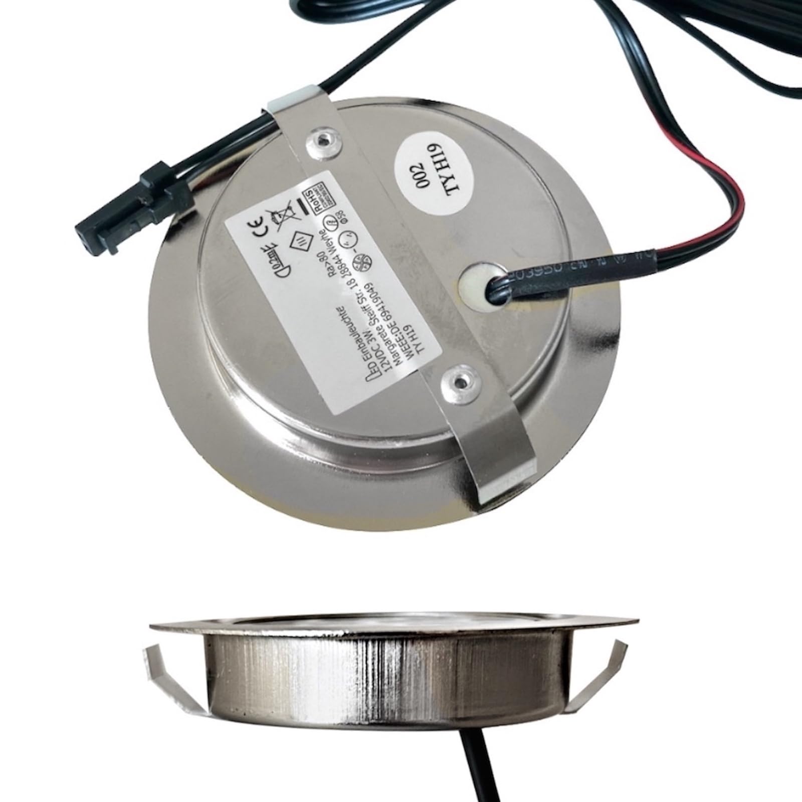 4er Set LED Einbauleuchte Emma 12V 3W Warmweiß 3000K | Ultra flach Ø65mm Einbaustrahler IP20 für Möbel, Küche & Schrank | Mit Plug-and-Play Trafo, Mini-Verteiler & 230V Zuleitung mit Eurostecker