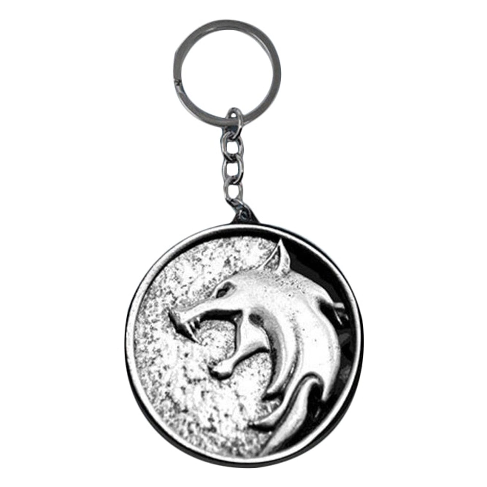 Pyramid International The Witcher Keyring (The Wolf Design) 3D Metal 4.5 x 6cm - Official Merchandise, Chrome, 9cm, Charm
