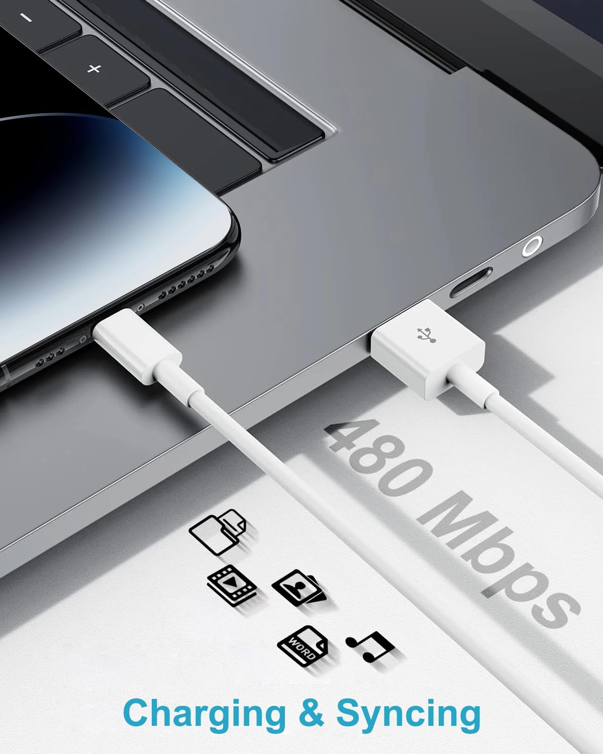 Cavo Lightning USB Certificato MFi 1M – Carica Rapida e Sincronizzazione – Compatibile con iPhone 14/13/12/11/Pro Max/XR/8/7, iPad – Bianco – Cavo Caricatore Apple [2 Pezzi]