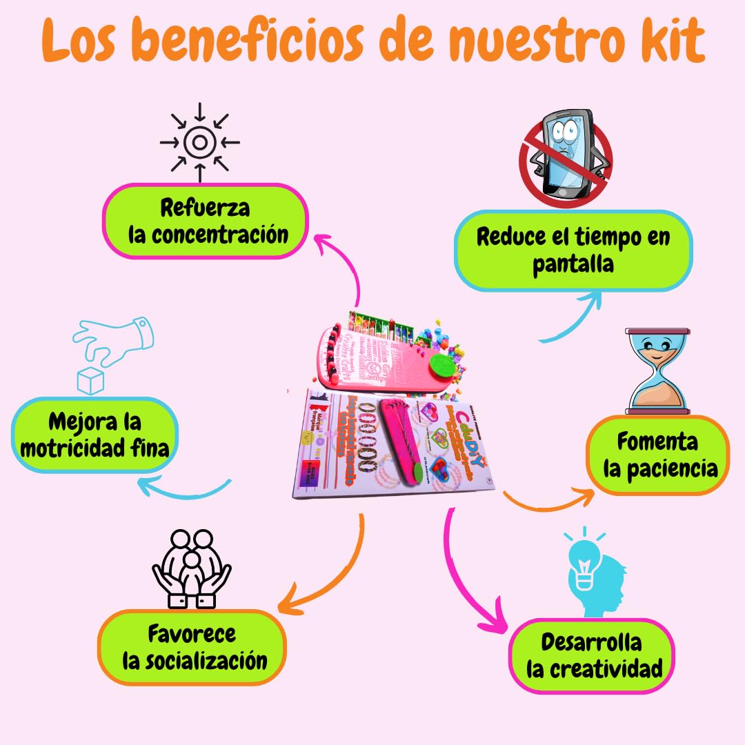 Kit para hacer pulseras para niñas de 8 a 16 años - Manualidades creativas con instrucciones en español, ideal como regalo para niña de 9, 10 o 12 años - Regalo para cumpleaños o comunión