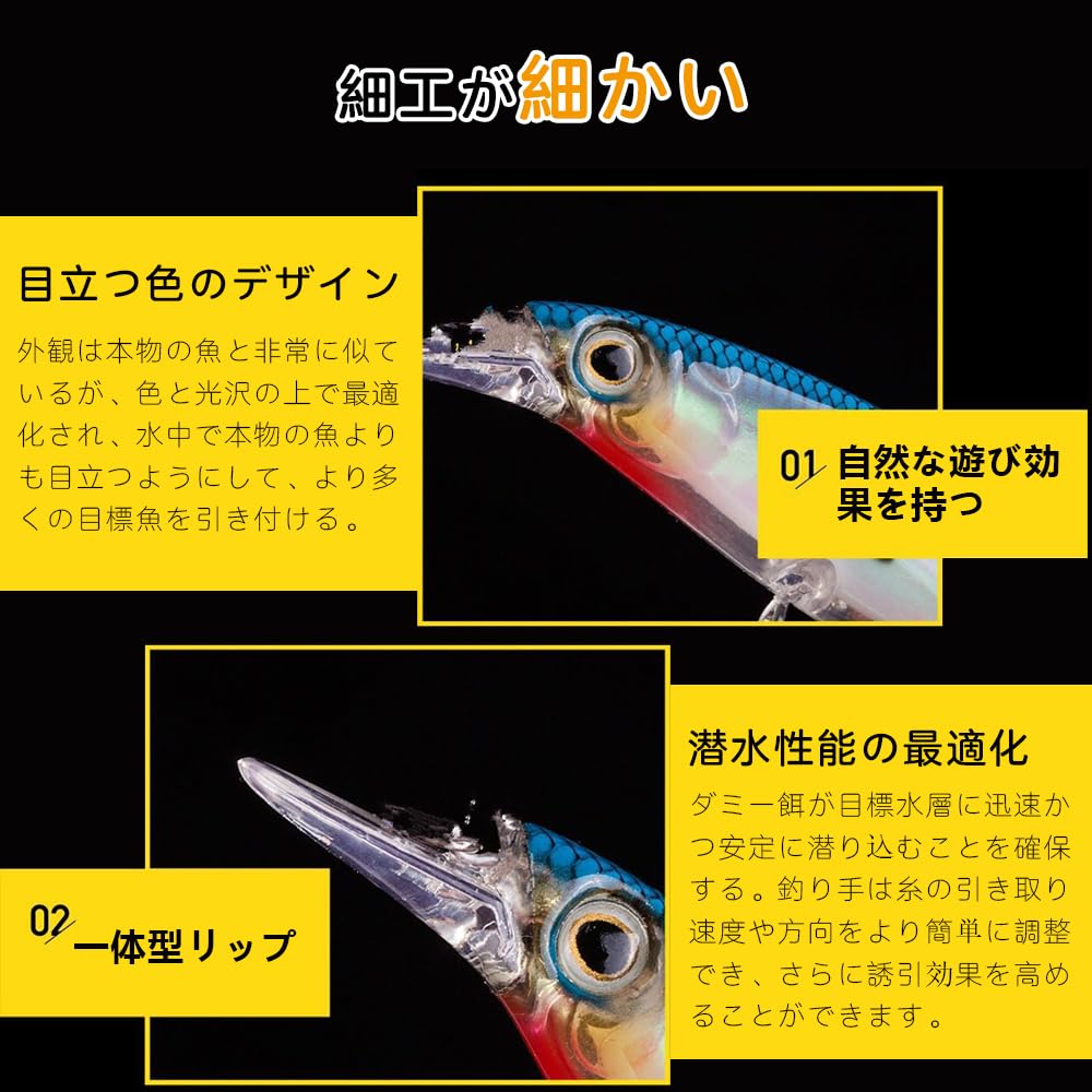 Amazon.co.jp: LIKENNY フローティングミノー ルアーセット 釣り