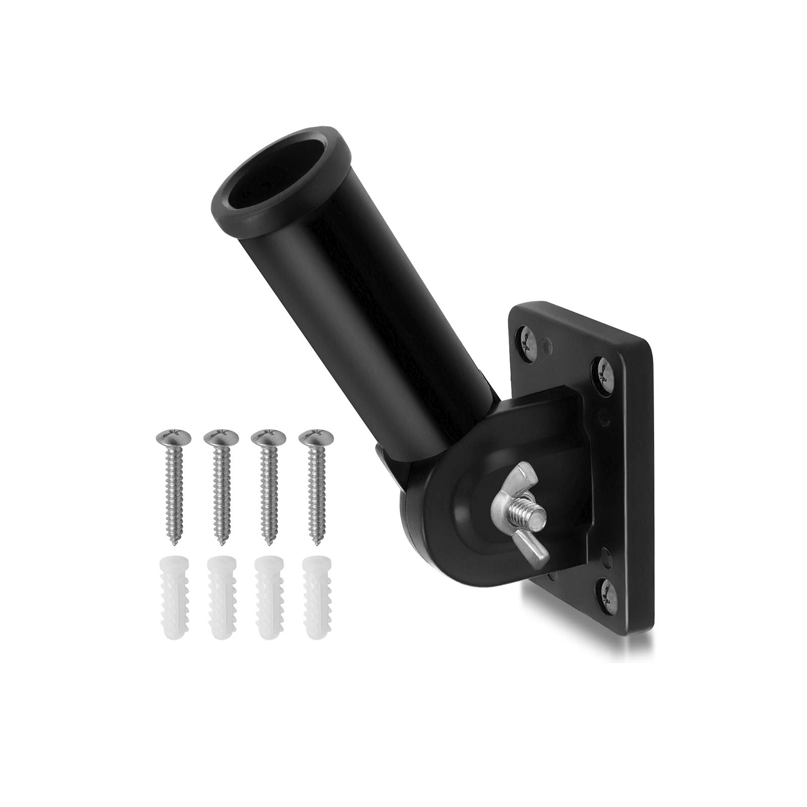 JetlifeeMulti-Position Flag Pole Bracket - Adjustable Flag Pole Holder Heavy Duty Aluminum Flag Bracket Wind Resistant, Black Powder Coated Finish, 1" Inner Diameter