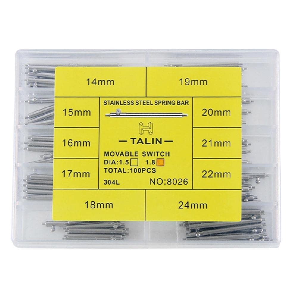 Replacement Strap Link Pins Quick Release Spring Bars Watch Band Pins Stainless Steel Watch Pins 14-24mm 1.5/1.8mm Watch Pins Spring Bars Wactchmaker Tool 14/15/16/17/18/19/20/21/22/24mm 1.5/1.8mm