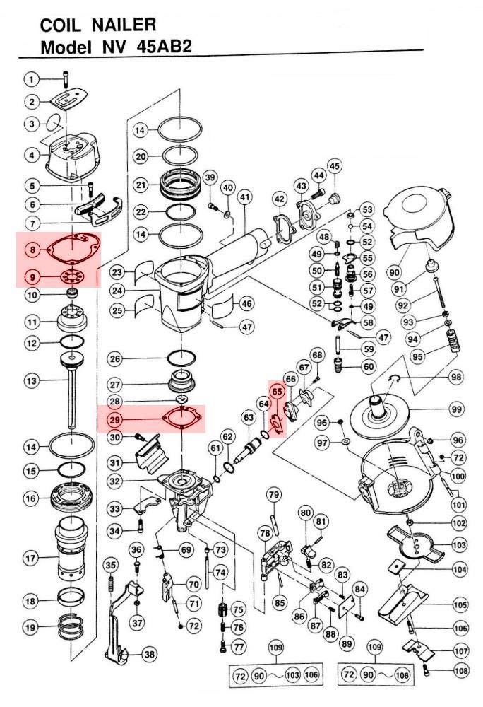 Hitachi Roofing Nailer Gasket Set - 4 Piece -2