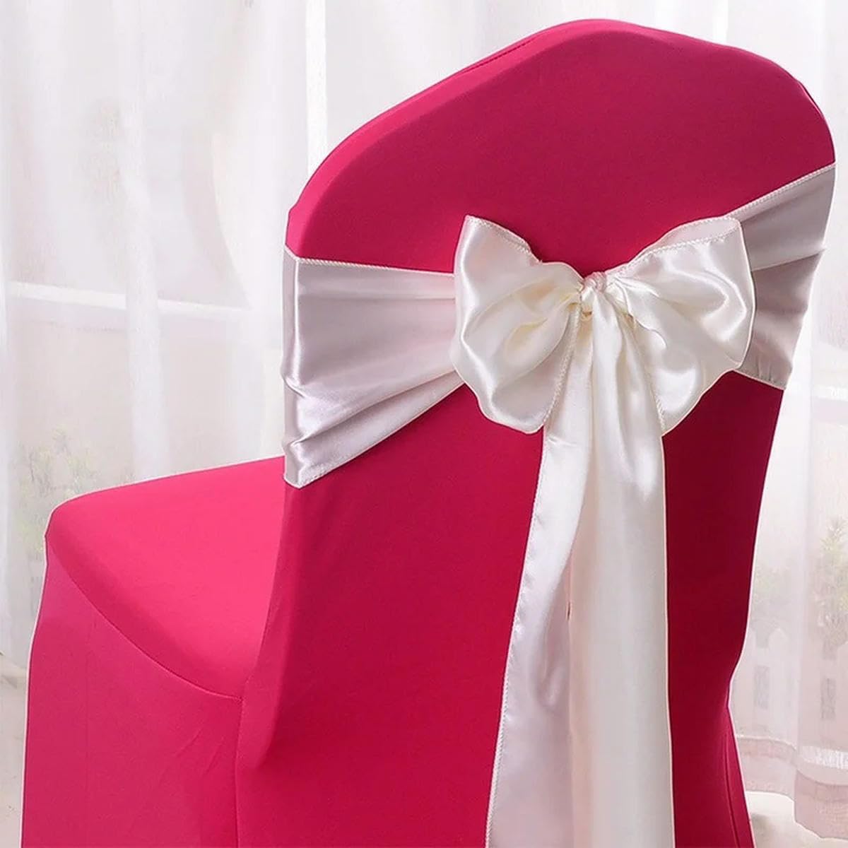 Stuhlschleifen, Satin, für Hochzeit, Innen- und Außenbereich, Stuhlknoten, für Party, Event, Hotel, Bankett, Dekoration, Hellrosa, 100 Stück