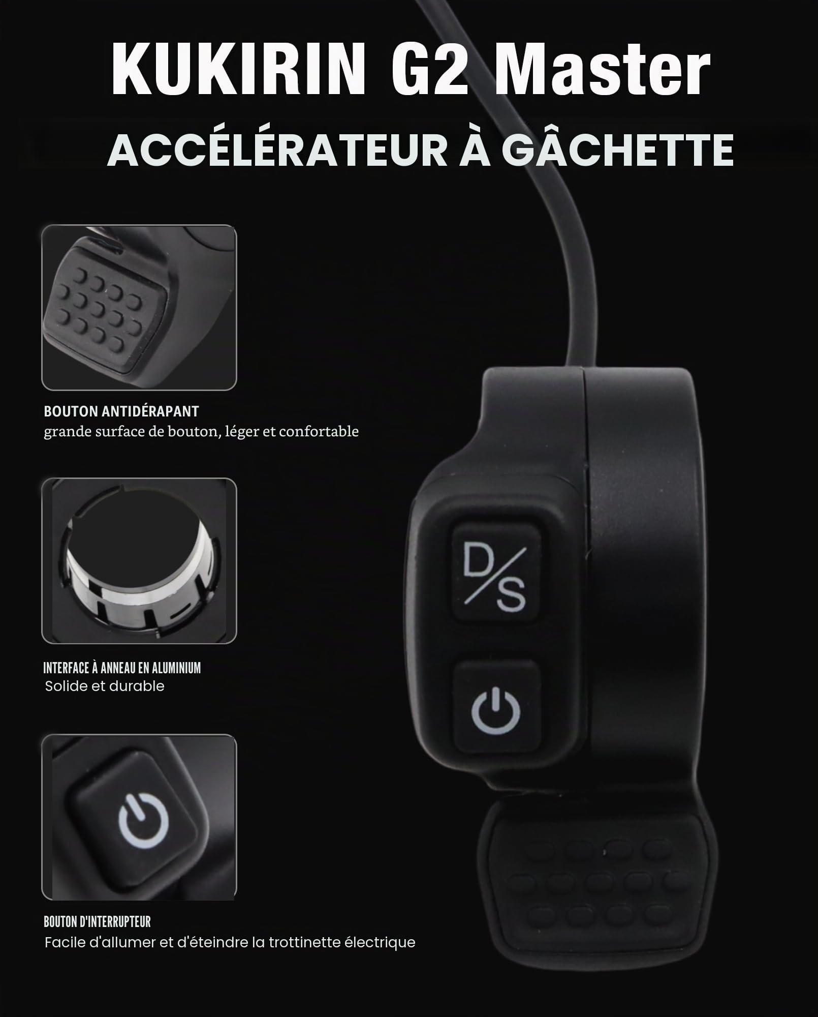Interrupteur de commande simple/double intégré compatible avec Kukirin G2 Master, interrupteur d'alimentation de l'accélérateur à 5 broches pour le contrôle de la vitesse au pouce Accessoires
