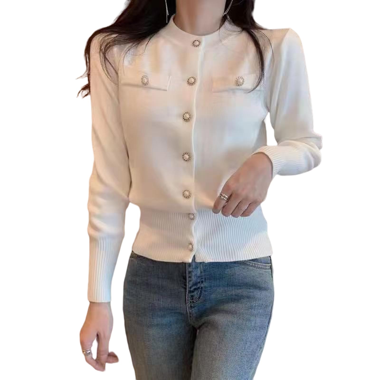 Sweter Kobiety Kobiety Sweter Sweter Wiosna Z Dzianiny Krótki Płaszcz Casual Pierś Single Slim Chic Top