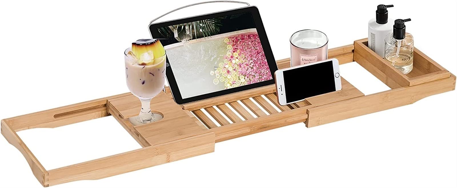 Étagère de baignoire XMING support de rangement télescopique en bambou
