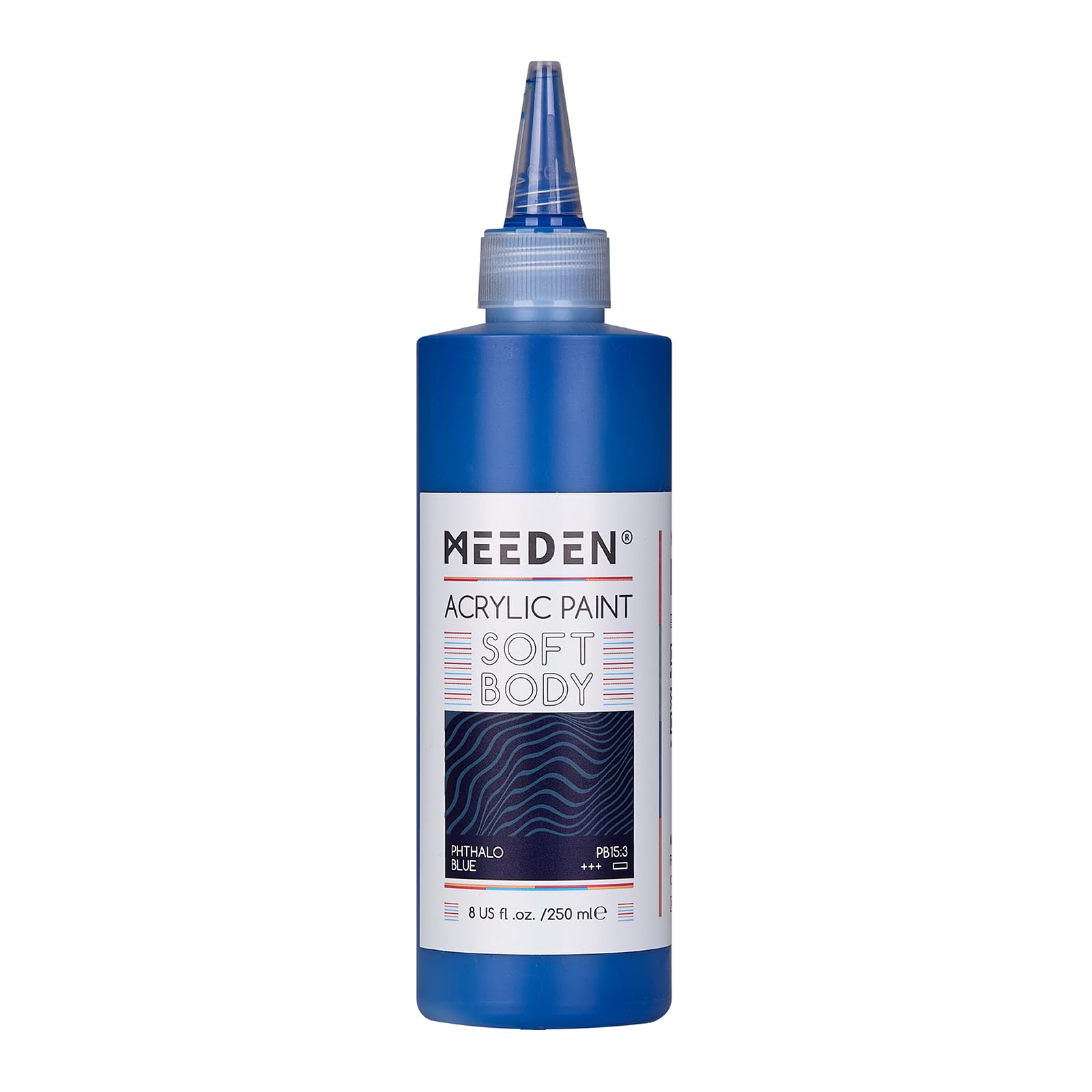 Meeden Phthalo Blue Soft Body Acrylic Paint: 250Ml/8.8Oz Bulk Acrylic Colours In Squeeze Bottle - Fluid Flow Art Paints For Artists Canvas Painting