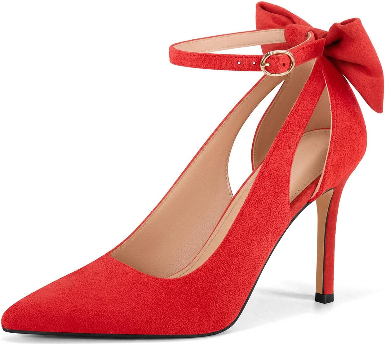 PiePieBuy Women's Pointed Toe High Heels Ankle Strap D'Orsay Pumps Shoes Bow Wedding Bowtie Back Dress Sandals