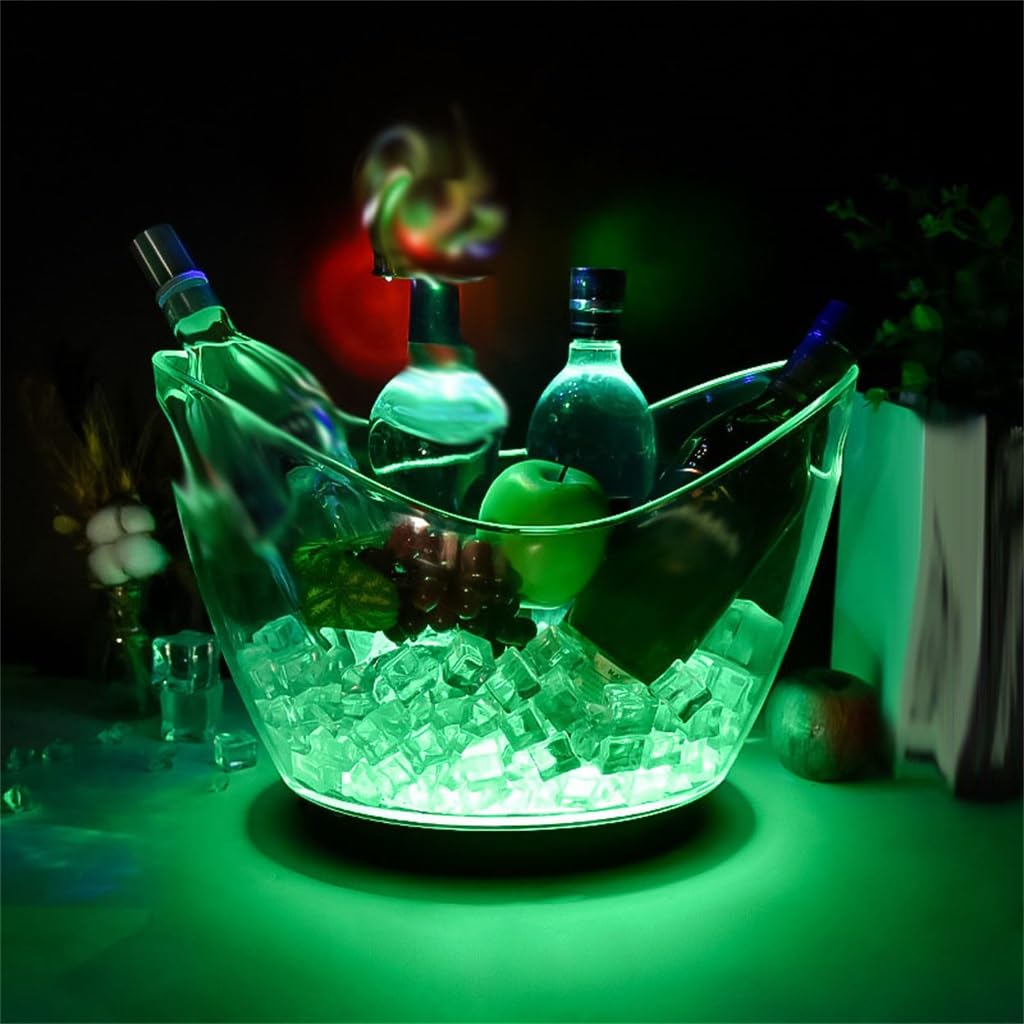 MRKU Secchiello per Ghiaccio Secchiello per Champagne Luminoso Trasparente Bar KTV Secchiello per Ghiaccio Luminoso per Uso Domestico