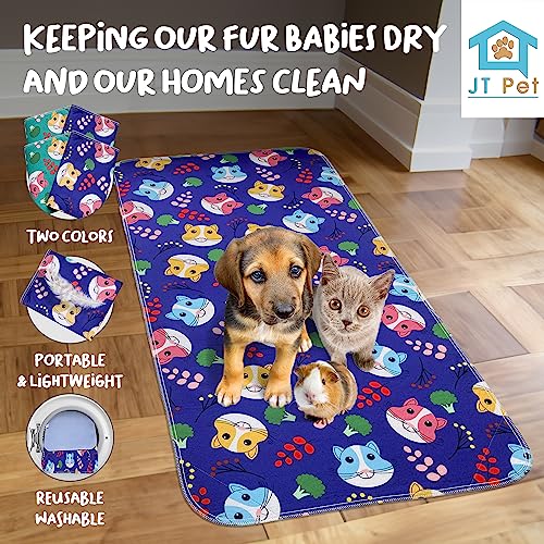 Image of Guinea Pig Cage Liner - Pack of 4 Washable Pee Pads for Dogs, Smooth Fleece Guinea Pig Bedding for Cage & Crates, Reusable & Waterproof Puppy Pee Pads - 47x24 Inches, Green Purple Piggies
