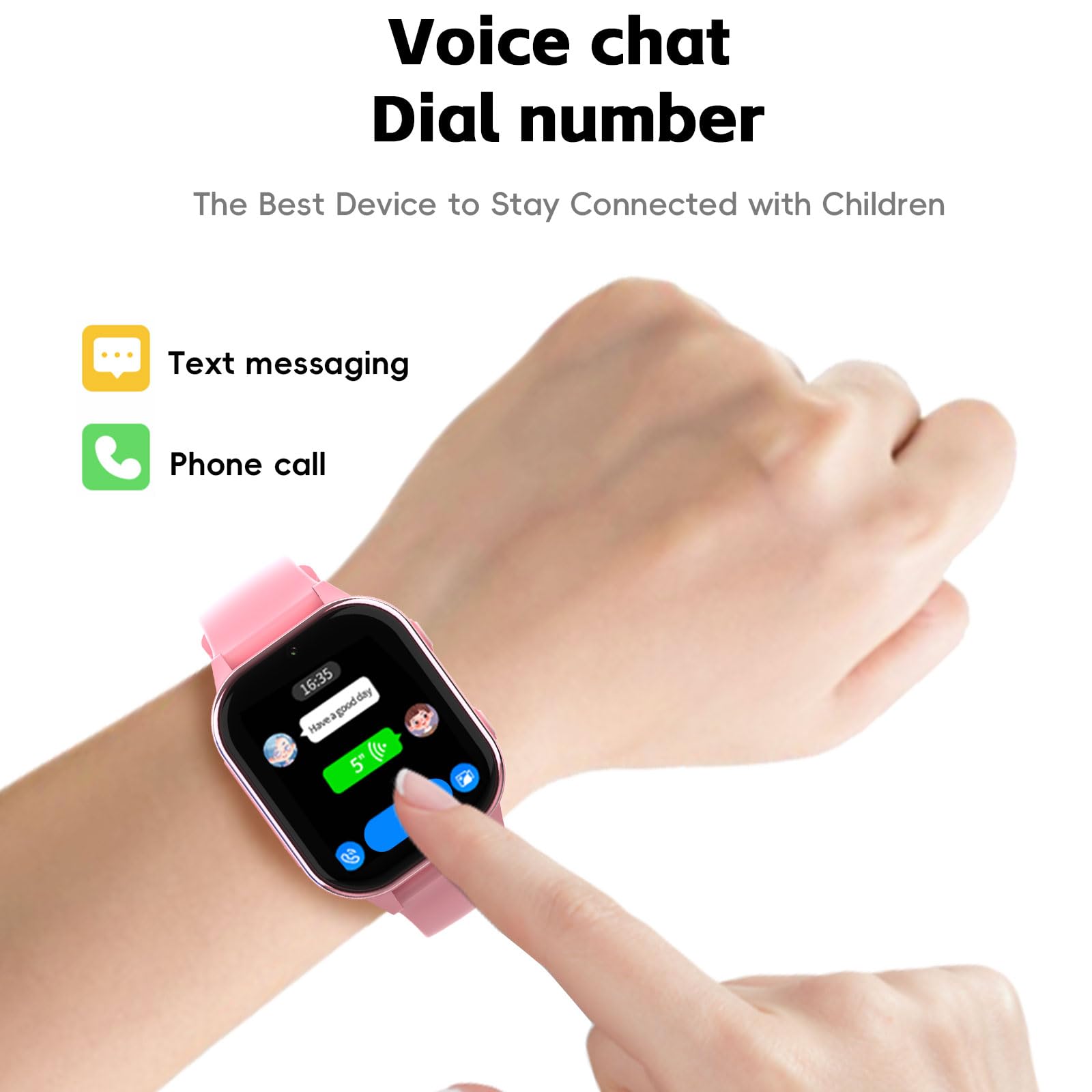 AXYWINBO 4G GPS Smartwatch con Videochiamata, Smart Watch con Immagini e Messaggi Vocali, Orologio Intelligente Contapassi Calorie Musica WIF Bluetooth SOS, Adatto a Bambini sopra i 5 Anni, Rosa