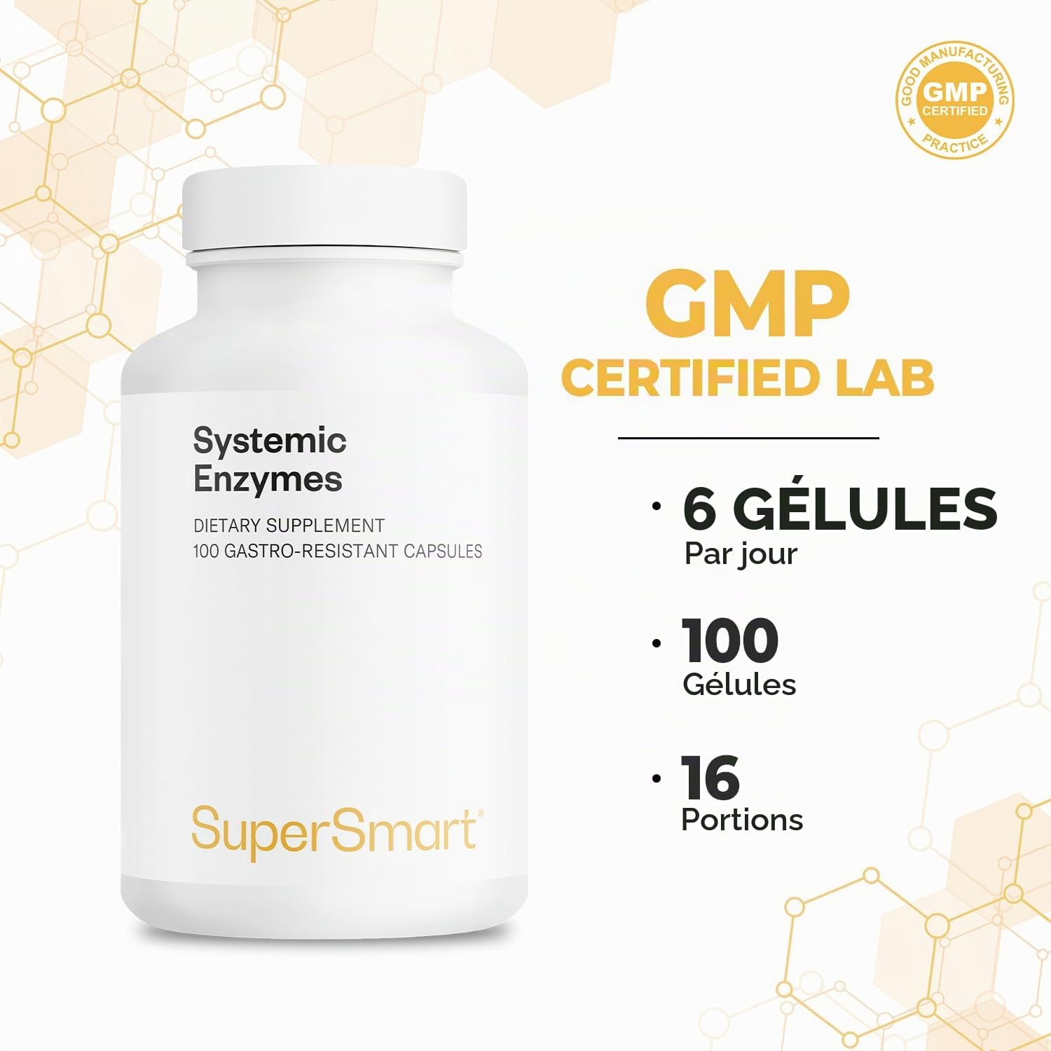 Systemic Enzymes - Puissant Anti-Inflammatoire - 8 Enzymes - SuperSmart | Pancréatine - Bromélaïne - Protéase - Trypsine - Lipase - Papaïne - Peptidase - Chymotrypsine - Vegan - DrCaps™