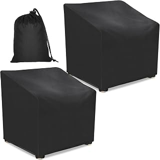 Takytao Patio Chair Covers 34“W x 39”D x 34“H, Outdoor Chair Covers Waterproof, Lounge Deep Seat Cover, Lawn Chair Covers, Patio Furniture Covers , Rain Snow Dust Wind-Proof(2 Pack, Black）
