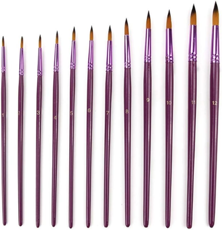 ペインティングペン12個/ロット異なるサイズのアーティスト水彩油絵筆用ファインナイロンヘアペイントブラシセットドローイングアートサプ