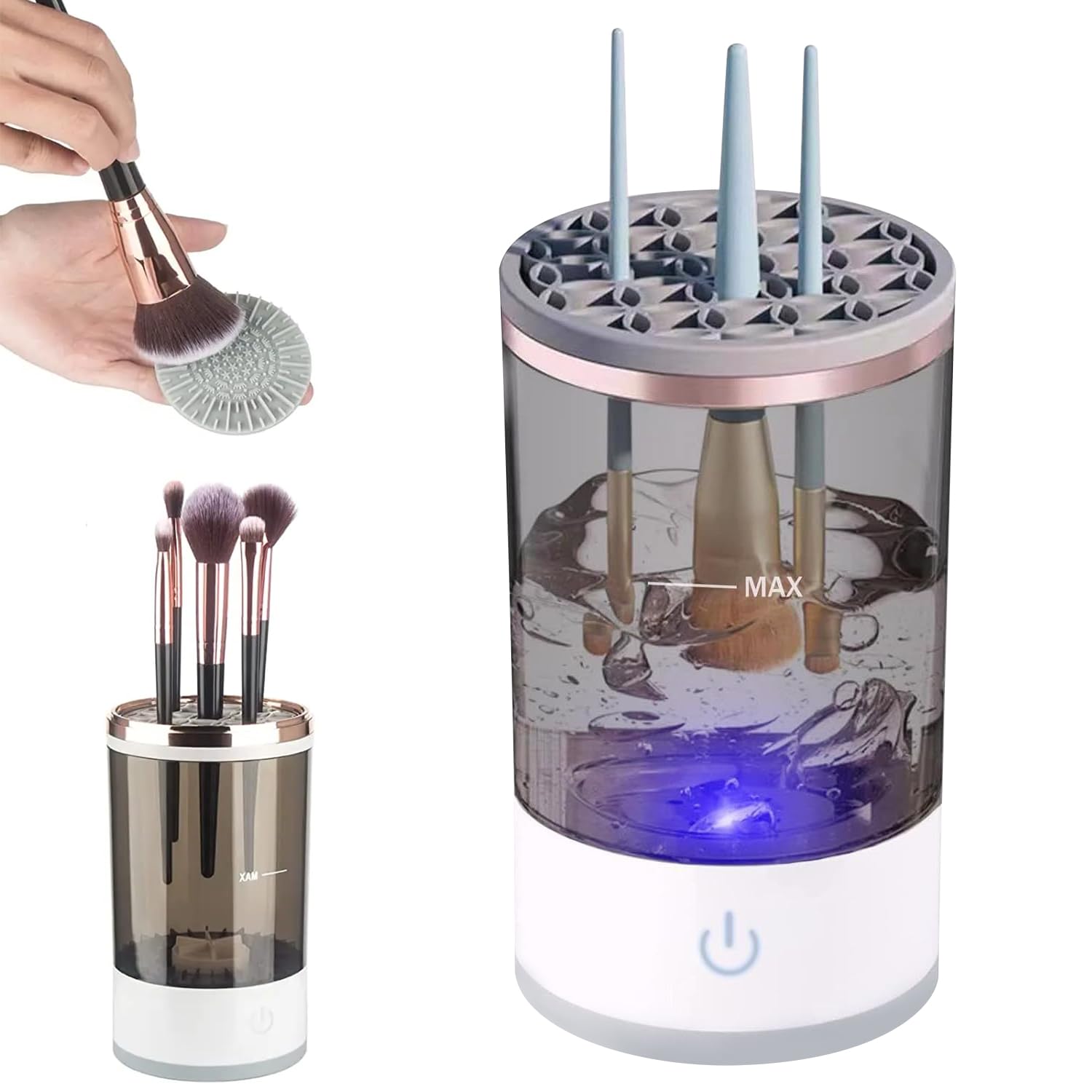 Limpiador de Brochas de Maquillaje, Limpiador Eléctrico de Brochas de Maquillaje, USB Hilandero de Limpieza Automático para Brochas Cosméticas, Brochas Limpias y Refrescantes sin Esfuerzo