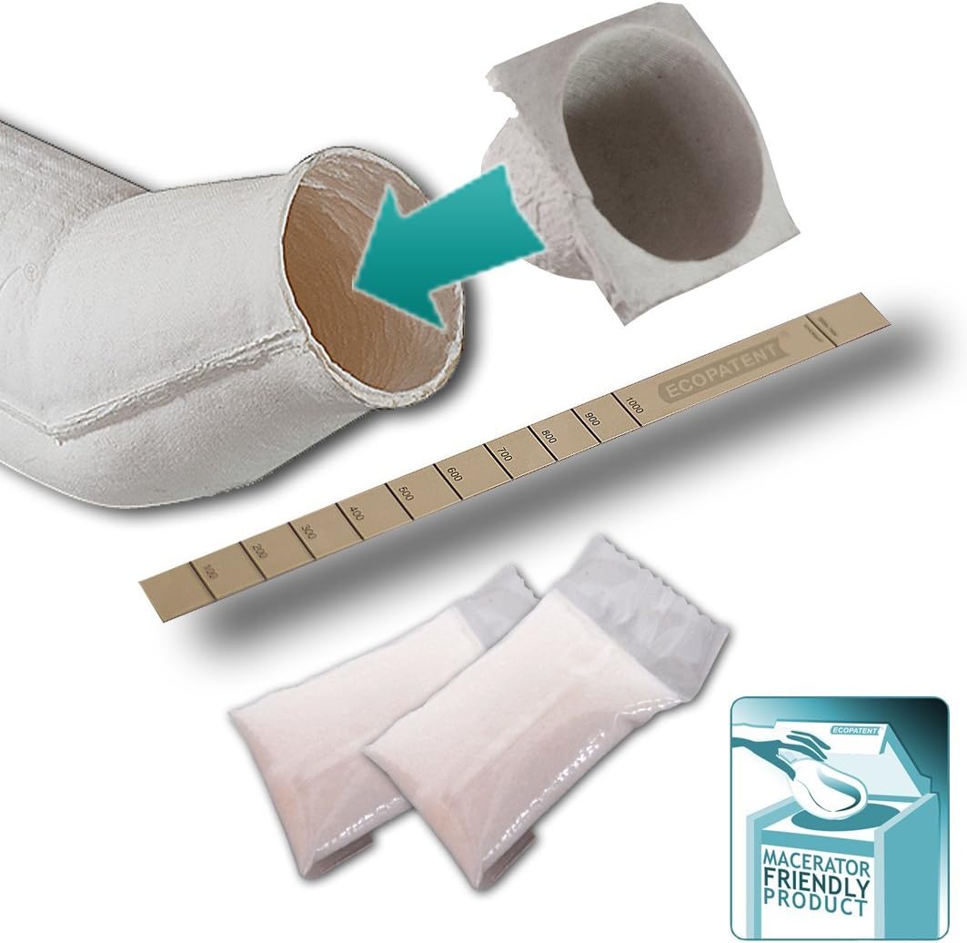 ECOPATENT® Virgin Pulp Urine Bottle for Men UB-1 Set with covers, urine measuring bands and superabsorber 25 units each