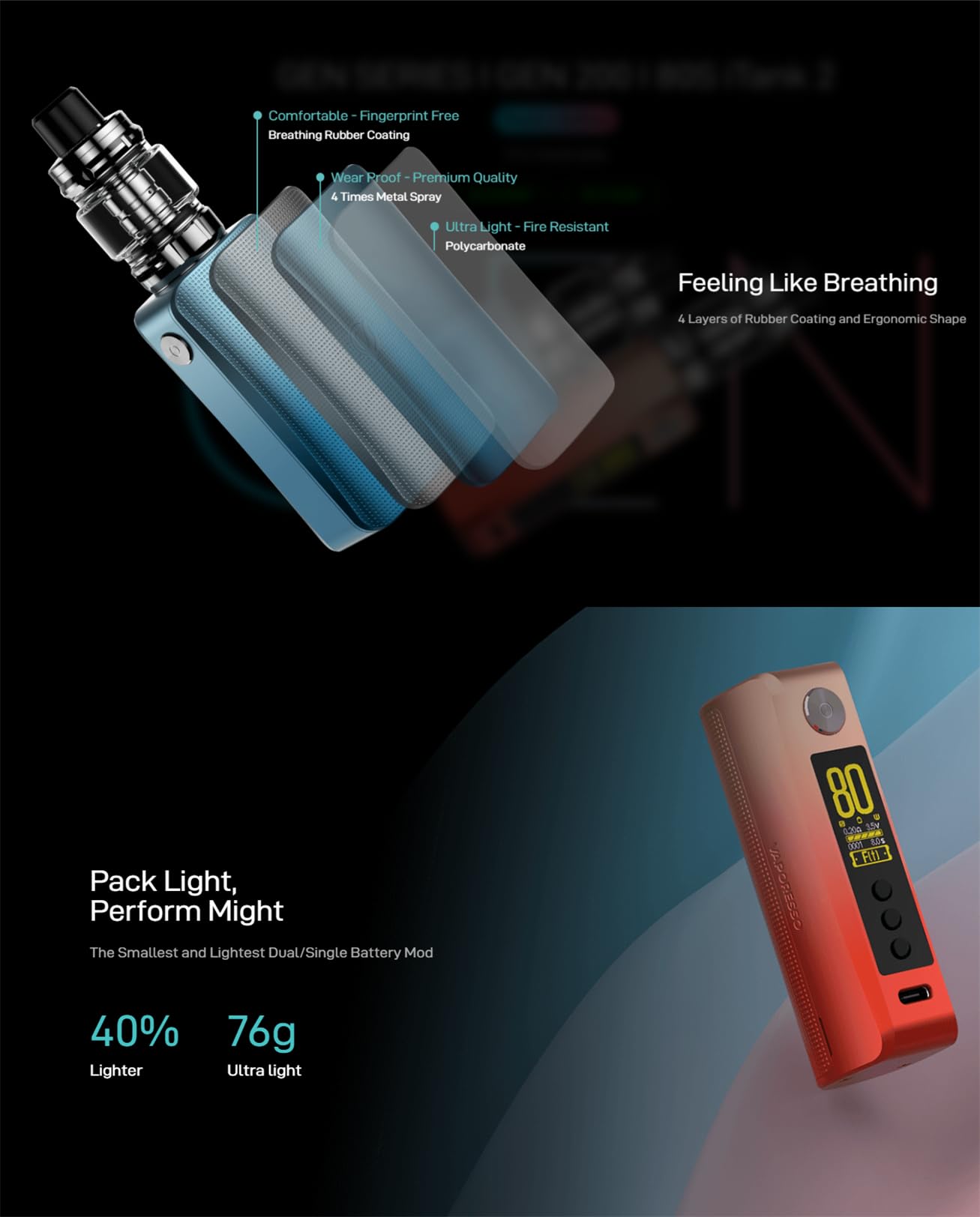 JKJ Vaporesso GEN 80S iTank 2 Edition Kit 80W Supporto esterno 18650  Battery Box Mod Vape con iTank 2 5ml Atomizzatore vuoto - Senza nicotina :  Amazon.it: Elettronica