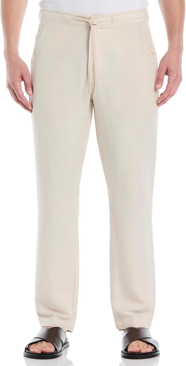 Cubavera Men's Regular Linen-Blend Pants with Drawstring (Size Small-5X Big & Tall), Silver Lining, Large/32 Inseam at Amazon Men’s Clothing store