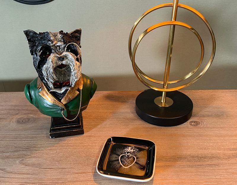 Statue Buste Chien Monocle 17x12x25cm