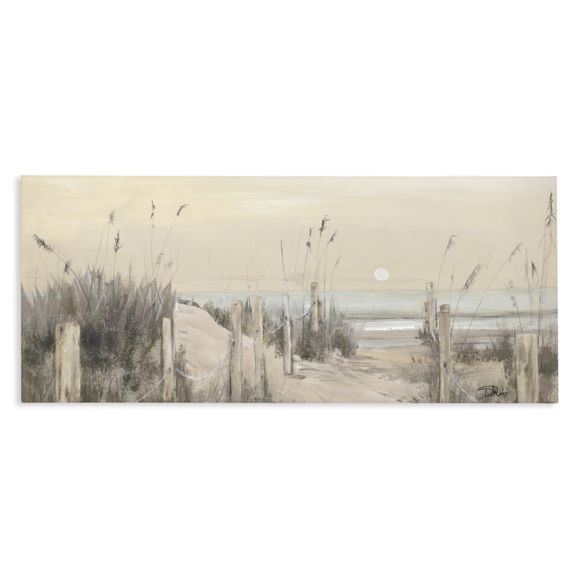 Stupell Industries 'White Moon Over Ocean', Canvas Art, 30 x 13