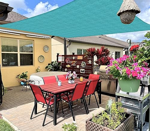 INFRANGE Rectangle Sun Shade Sails Canopy 195GSM Turquoise 5' x 6' Water and Air Permeable & UV Resistant, Heavy Duty, for Patio Outdoor Activities- (Customize Size)
