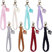 PHPandaHall 8 Colors Boho Macrame Wristlet Keychains - Turtle Pendant Lanyard for Keys, Bags, Phone Charms Women