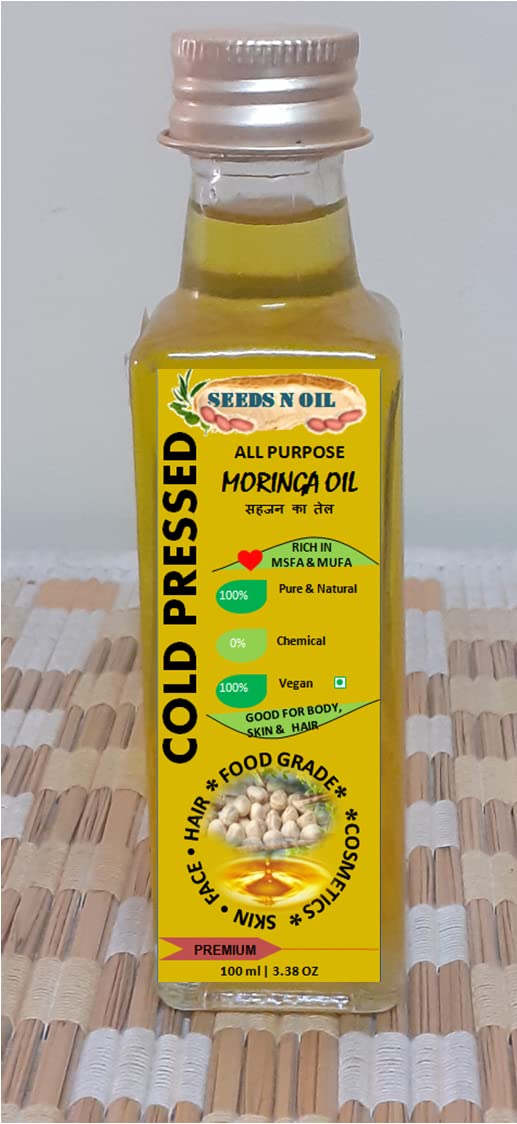 SEEDS N OIL - Cold Pressed Edible unrefined Moringa Oil -for Hair Growth, Skin Care and Anti-Ageing as well as for cooking (baking, deep frying and sauteing)- (100 ML) (B0BTJ2P6DW) Amazon Price History, Amazon Price Tracker