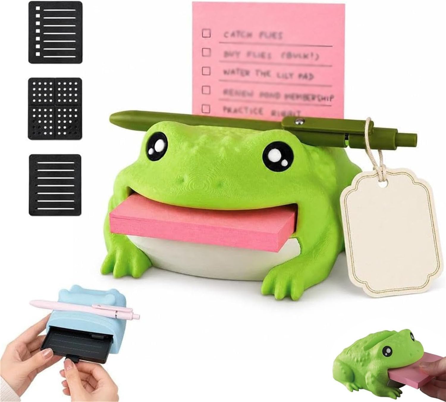 Desk Organizer Sticky Note Holder|Frog Desk Organizer with Pen Rest (#1)