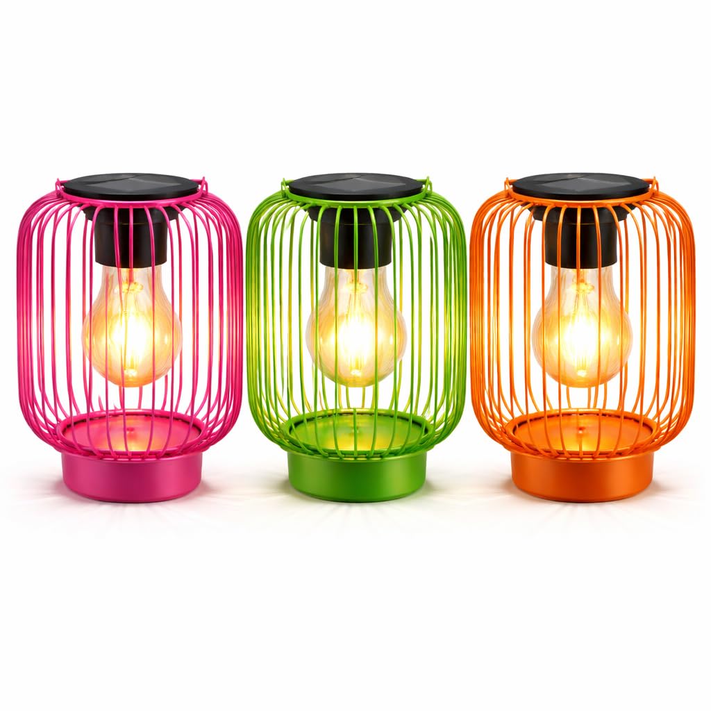 formano Solar LED Windlicht 3er Set Metall Außenleuchte Dämmerungssensor & IP44 - inkl. 3X AA Akku, 16x12x12 cm - warmweiß, für Terrasse, Balkon & geschützten Gartenbereich