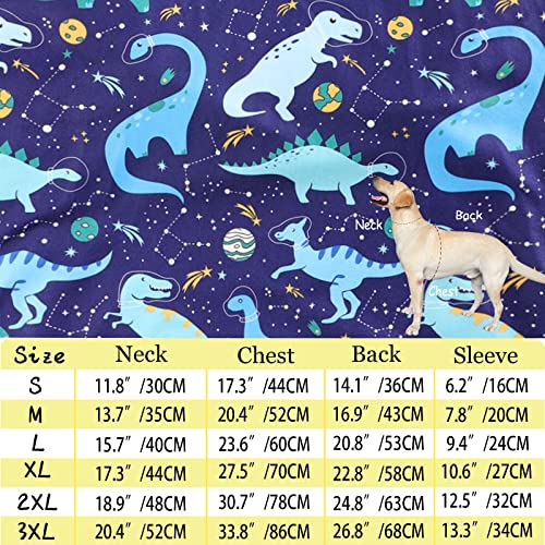 Pripre Dog Navy T Shirts With Universe Dinosaur Pattern Printed Pet Shirt Softable Pajamas For Large Dogs thumb #6