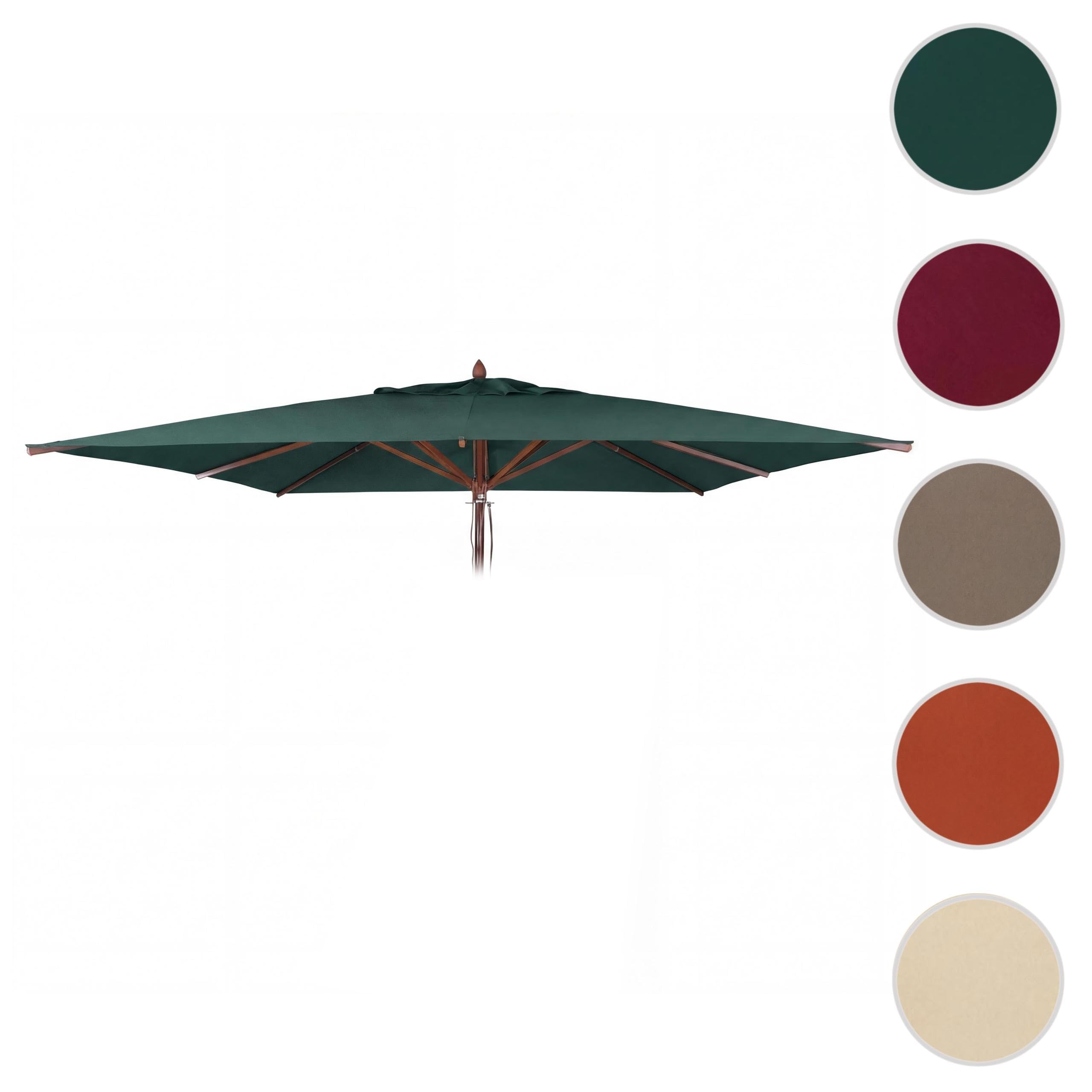 Mendler Zapasowy pokrowiec do gastronomii drewniany parasol przeciwsłoneczny HWC-C57b, pokrowiec na parasol przeciwsłoneczny, prostokątny 3 x 3 m poliester 3 kg - ciemnozielony