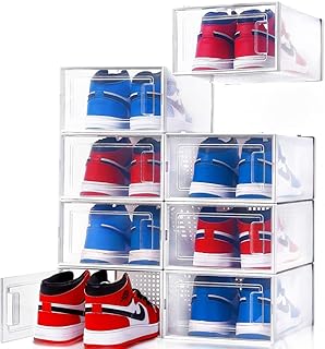 Shoe Organizer Shoe Boxes Clear Plastic Stackable, 8 Pcs Shoe Storage Boxes, Shoe Box Shoe Organizer For Closet Shoe Storage Organizer Sneaker Storage, Plastic Shoe Boxes With Lids Shoe Containers