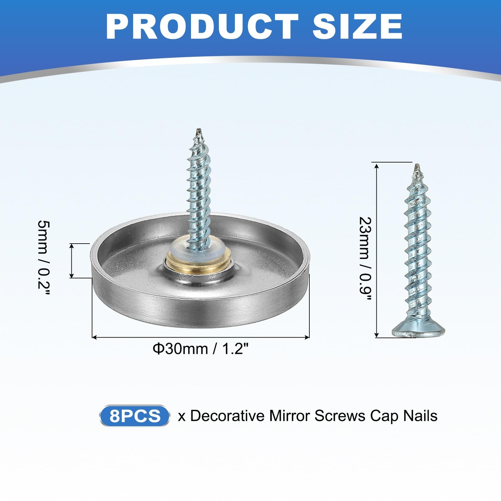 YELARXI Mirror Screws 304 Stainless Steel Decorative Caps Cover Nails Fasteners - Image 2