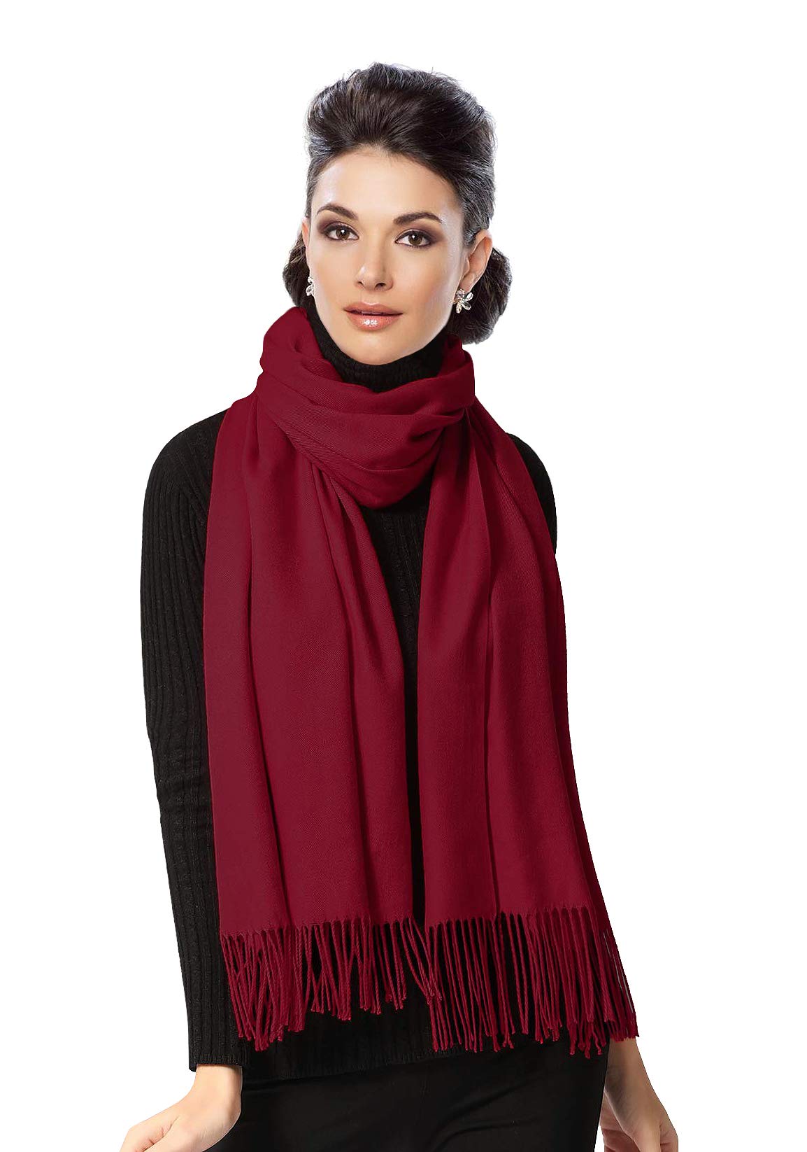 Pashmina Stola Damen für Abendkleid Kaschmirstola Kaschmir Schal Umhang Paschmina Schwarz Rot Creme Rosa Pink Blau Grün Beige Ivory Elfenbein Weiß