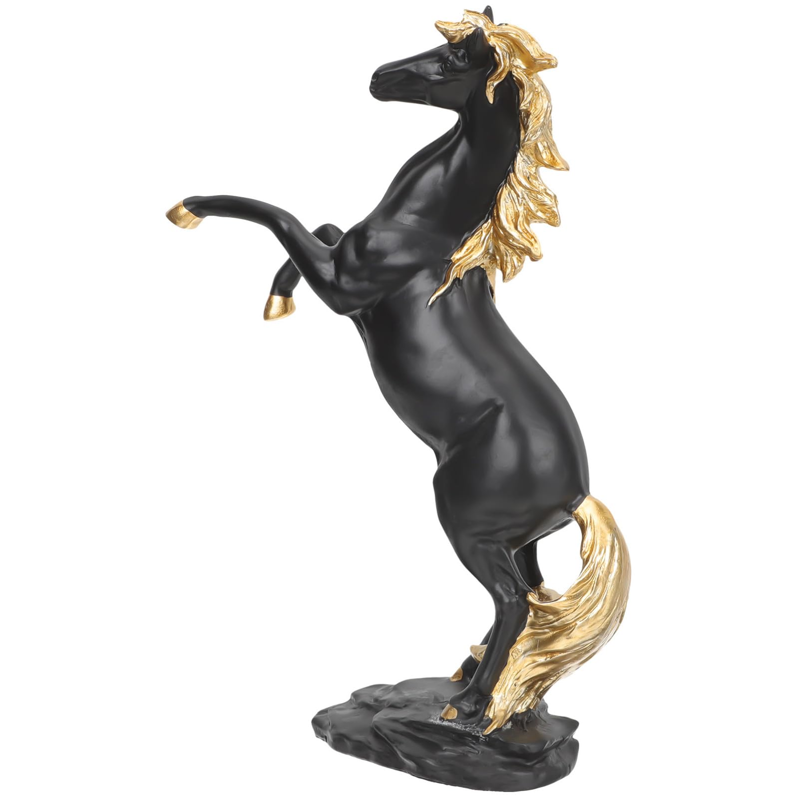 Statua Decorativa e Facile da Pulire Base Piatta Decorazione Realistica di Scultura Equestre in Resina Nera per Tavolo e Paesaggio, per Soggiorno e Ufficio
