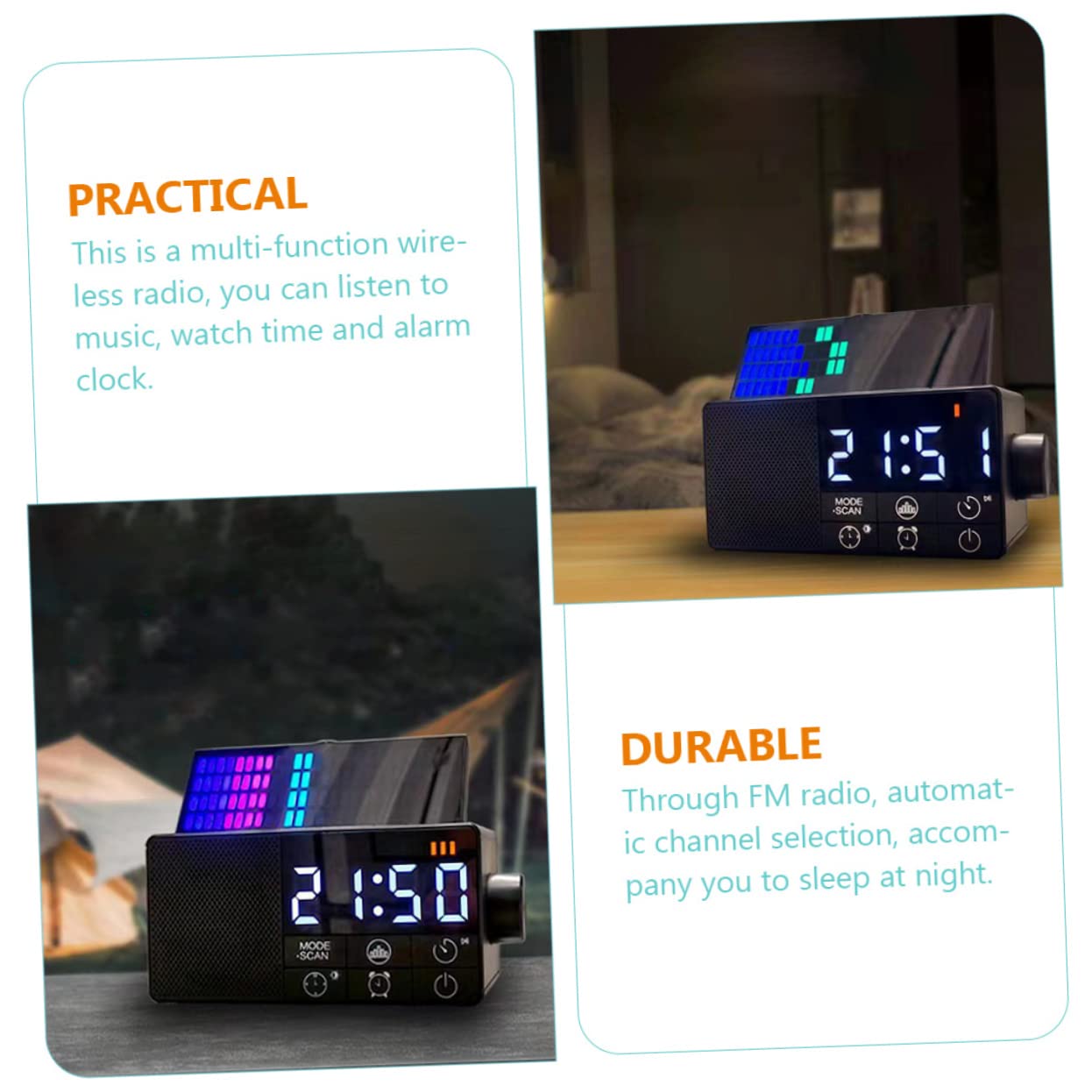 Tofficu Reloj Despertador Digital con Altavoz Inalámbrico y Radio FM Pantalla Plegable Función de Alarma y Reproducción USB para Dormitorio