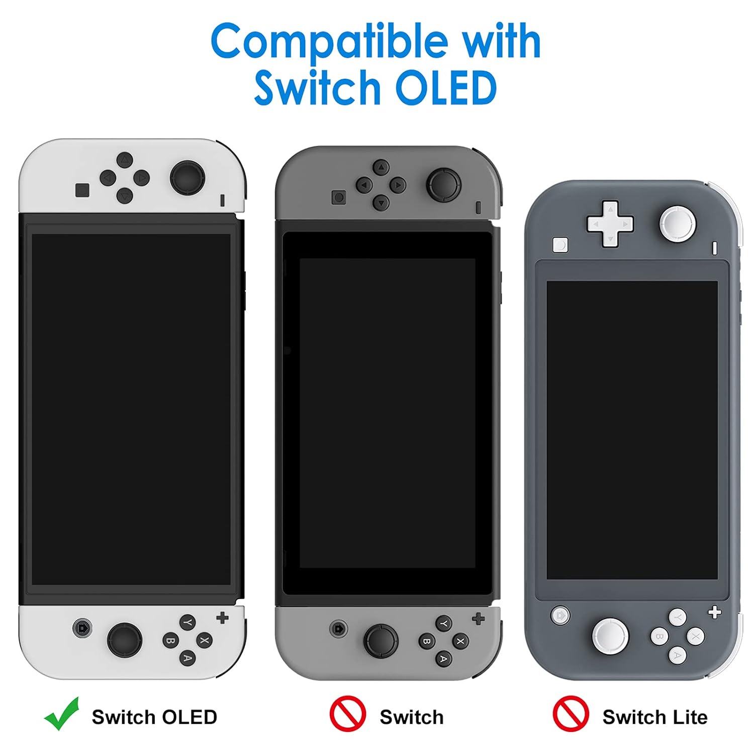 JETech Protective Case for Nintendo Switch (OLED Model) 7-Inch 2021 Release, Grip Cover with Shock-Absorption and Anti-Scratch Design, HD Clear
