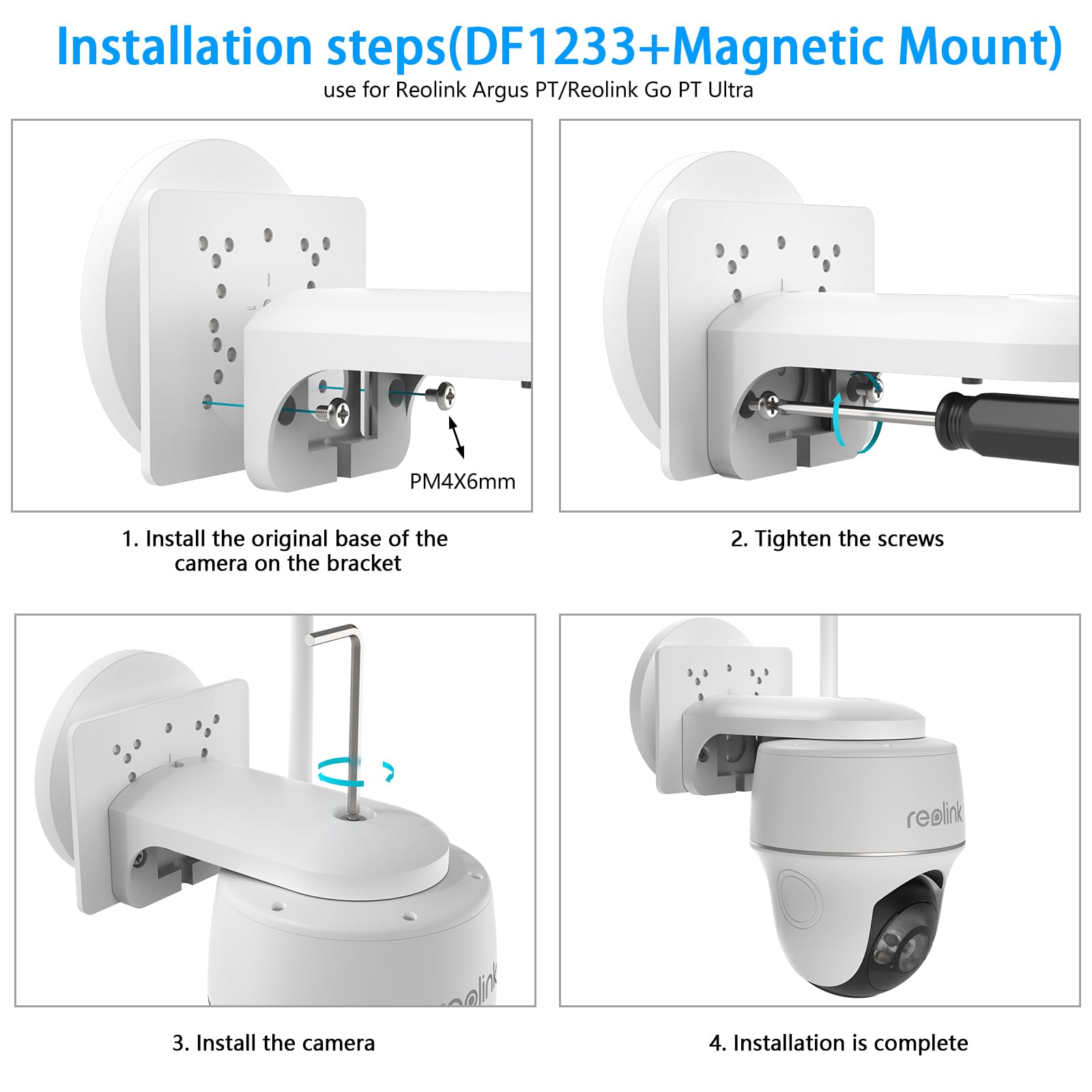 HOLACA Magnetyczny uchwyt kompatybilny z Argus PT 3MP, 4MP/2K, 5MP/2K, 4K/8MP, Go PT Ultra, SEHMUA solarną kamerą bezpieczeństwa (kamera nie jest dołączona), uchwyt magnetyczny | biały