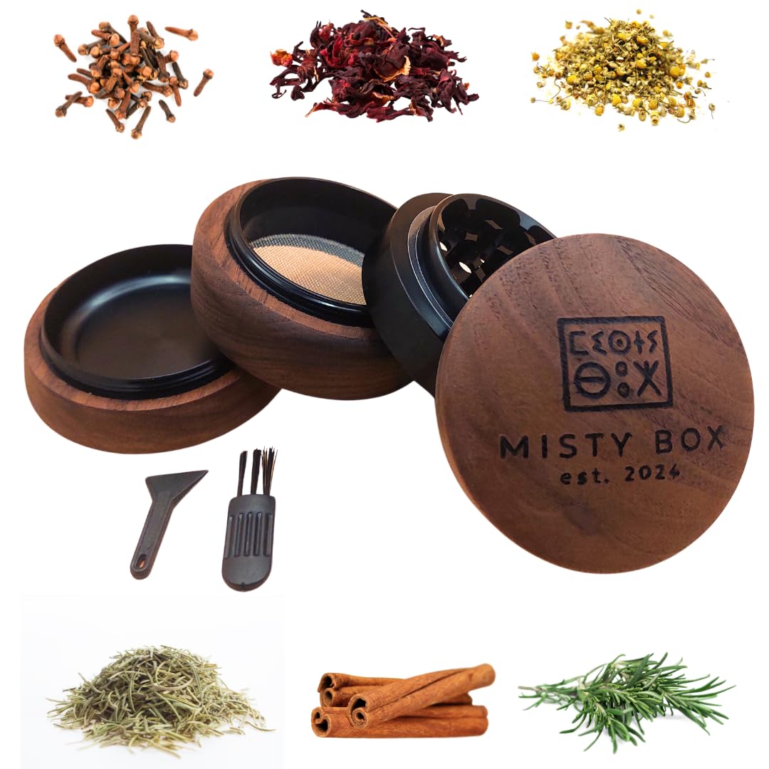 Premium Grinder, 4-teiliger Crusher aus edlem Holz | robuster und langlebiger 67mm Holzgrinder | ideal als Geschenk