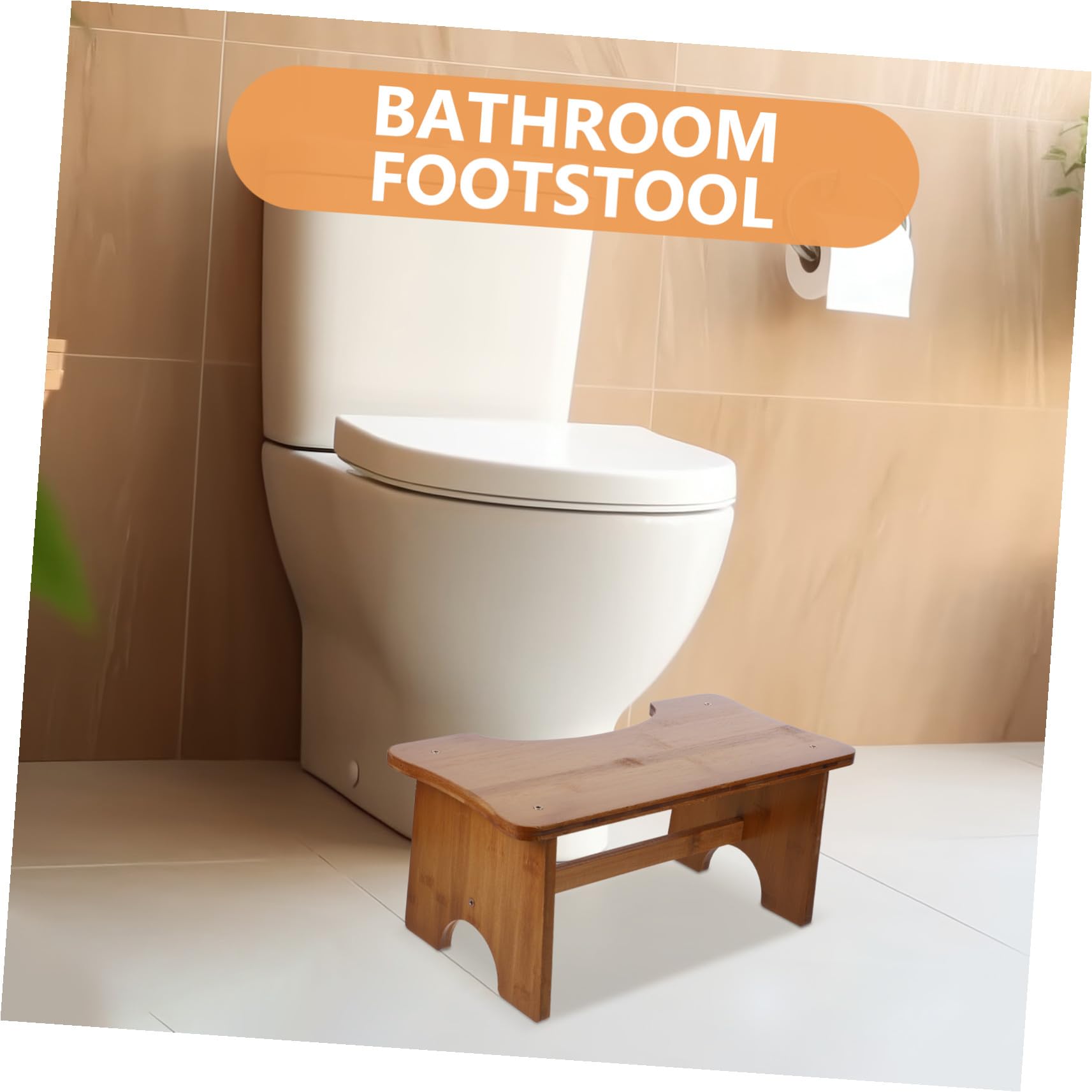 Gatuida Taburete para Inodoro de Madera Maciza Antideslizante Banqueta para Baño Infantil y Adulto Escalón Práctico para Aseo y Apoyo el Hogar Color Marrón