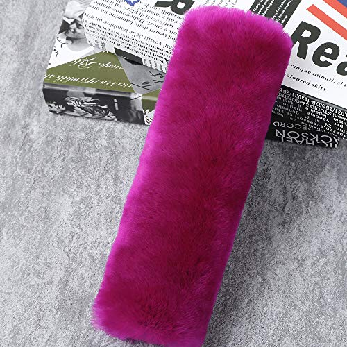 Image of OGLAND 2 Pack Sheepskin Car Seat Belt Cover Pads | Wool Seatbelt Cushions