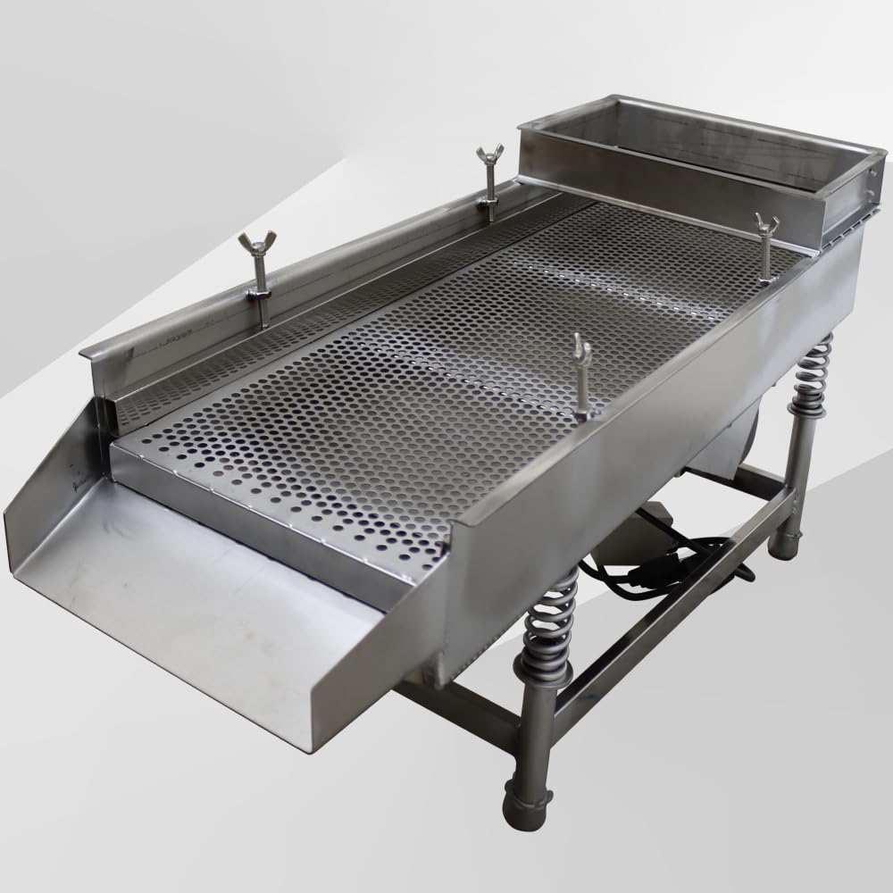 WYDDDARY Small Stainless Steel Linear Screen JG30-75 Electric Linear Sifter Machine Straight Vibrating Sieve Shaker 7mm Round Hole Mesh Single Layer Single Motor 110V